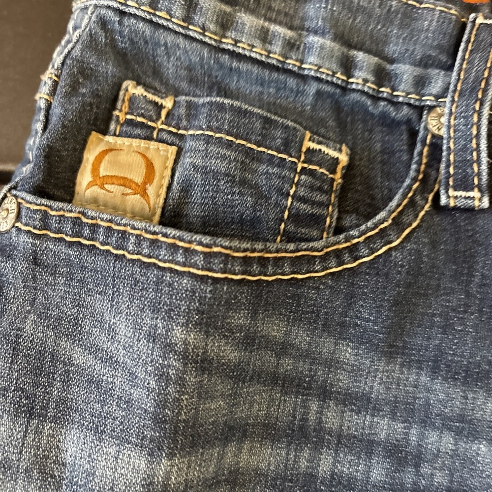 Cinch Men's Ian White Label Relaxed Fit 31 Distressed Med Wash 32x28 hemmed - Picture 4 of 10